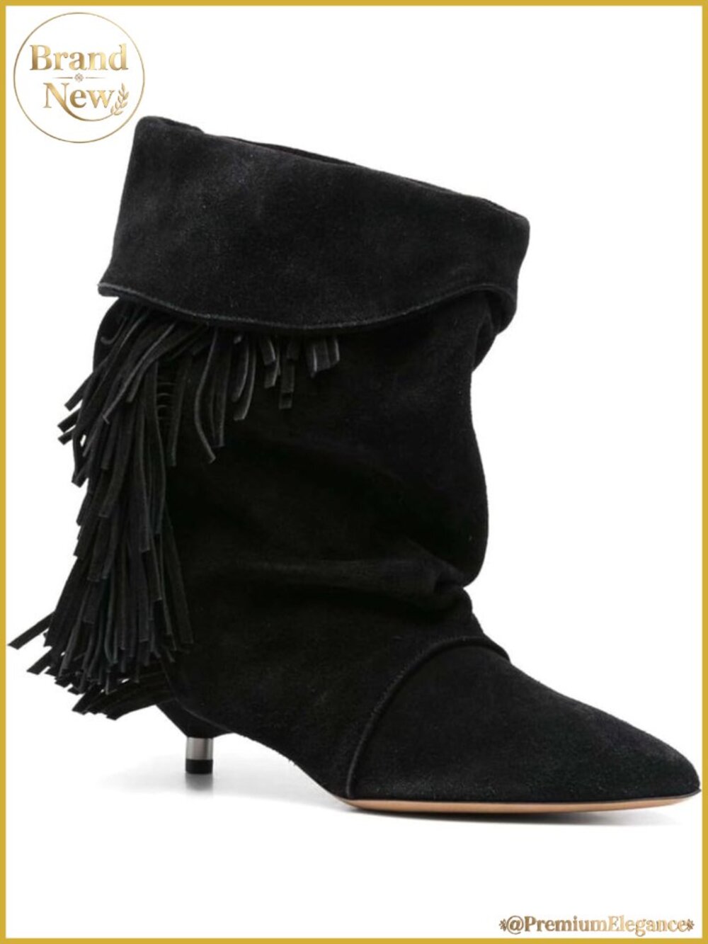Slouchy Suede Kitten Heel Ankle Booties Fold Over Pointed Toe